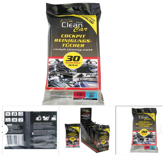 Lingettes voiture 30s nettoyage propre cockpit