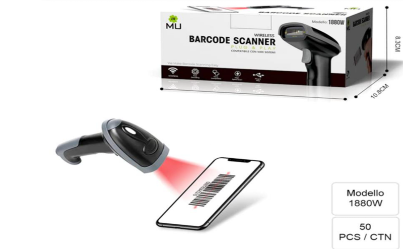 Scanneur de codes-barres laser sans fil 2.4G